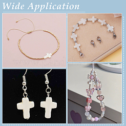 3連売り天然貝殻ビーズ連売り  クロス  乳白色  11~12x9~10x2~3mm  穴：0.8~0.9mm  約30個/連  14.5インチ&nbsp;SSHEL-ME0001-08