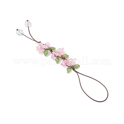 4個 4色 手作りランプワーク吊り下げオーナメント  花  アクリルとガラスと  ミックスカラー  155~160mm  1pc /カラー&nbsp;HJEW-TA00384