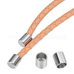304ステンレススチールコードエンド80個  エンドキャップ  コラム  ステンレス鋼色  7x6mm  内径：5mm&nbsp;STAS-ME0002-73
