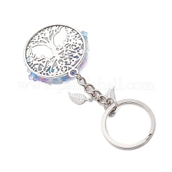 Flat Round with Tree of Life Alloy Keychains&nbsp;KEYC-MZ00039-04
