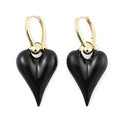 Brass Enamel Hoop Earrings for Women&nbsp;EJEW-U055-26G-01