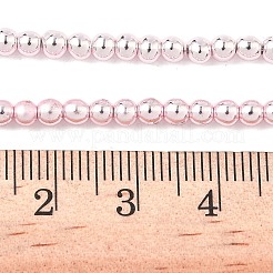 電気めっき合成非磁性ヘマタイト ビーズ 連売り  グレード3 A  ラウンド  ピンクメッキ  3~3.5x3mm  穴：0.7mm  約134個/連  15.87''（40.3センチメートル）&nbsp;G-A263-J01-02