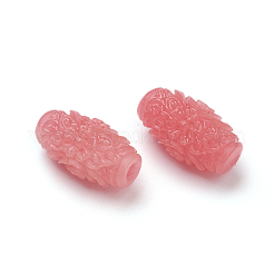 シェルビーズ  イミテーション翡翠  染め  カーブ  花とオーバル  ライトコーラル  16x9mm  穴：1.6mm&nbsp;CORA-D032-15