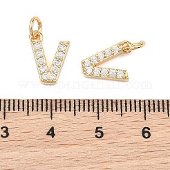 シェグレース 真鍮 マイクロパヴェ クリアキュービックジルコニア ペンダント  ニッケルフリー  18KGP本金メッキ  文字 V のチャーム  12x9x2.5mm  丸カン：5x1ミリ  内径：3mm&nbsp;XGRQ29776-394G-V