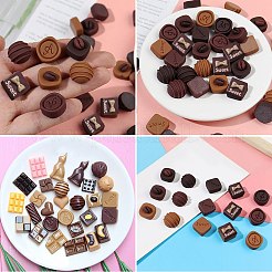 60個15スタイルの樹脂カボション  人工チョコレート  混合図形  ミックスカラー  13~31x10~20x7~15mm  4個/スタイル&nbsp;RESI-SC0006-27