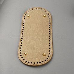 オーバルpuレザー編みかぎ針編みバッグネイルボトムシェイパーパッド  鉄の釘で  バッグボトムアクセサリー用  ゴールデンロッド  25.5x12x0.85cm  穴：5mm&nbsp;PURS-WH0001-63A