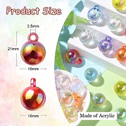 100Pcs 10 Colors UV Plating Rainbow Iridescent Transparent Acrylic Pendants&nbsp;PACR-CJ0001-31