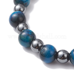 Round Natural Tiger Eye & Non-Magnetic Synthetic Hematite Beads Stretch Bracelets for Women&nbsp;BJEW-JB12764