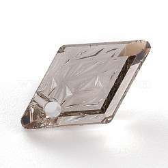 エンボスガラスラインストーンペンダント  菱形  多面カット  サテン  13x8x4.2mm  穴：1.2mm&nbsp;GLAA-J101-04A-001SA
