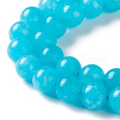 天然な白い翡翠模造アマゾナイトビーズ連売り  ラウンド  染め  6mm  穴：0.8mm  約61個/連  14.76インチ（37.5cm）&nbsp;G-I299-F04-6mm