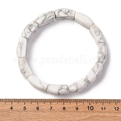 天然ハウライトビーズストレッチブレスレット（女性・男性用）  竹  内径：2-3/8インチ（6.15cm）  ビーズ：10.5~11x16.5~17.5x6.5~7mm&nbsp;BJEW-C097-02A-06