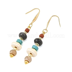 天然＆合成宝石のダングルのピアス  316ステンレススチールピアスフック付き  ゴールドカラー  カラフル  60.5x10.5mm&nbsp;EJEW-JE07531
