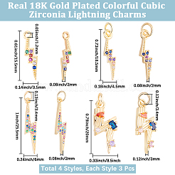 12Pcs 4 Styles Brass Micro Pave Cubic Zirconia Pendants&nbsp;KK-BBC0028-09