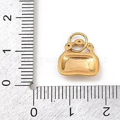 304ステンレススチールチャーム  ハンドバッグ  丸カン付き  ゴールドカラー  12x11.5x2.5mm  穴：4.5mm&nbsp;STAS-I365-04G-02