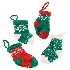 4Pcs 4 Styles Christmas Polyester Socks Pendant Decorations&nbsp;AJEW-TA0003-29A