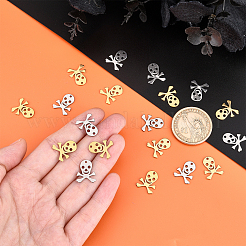40個2色304ステンレスペンダント  スカル  ゴールデン·ステンレス鋼色  15x12x2mm  穴：1mm  20個/カラー&nbsp;STAS-UN0030-16