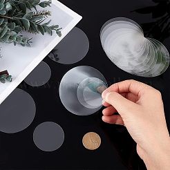 600個 3スタイルプラスチックフィルム  ブローチ作りに  フラットラウンド  透明  35~70x0.1mm  200個/スタイル&nbsp;FIND-CA0005-16