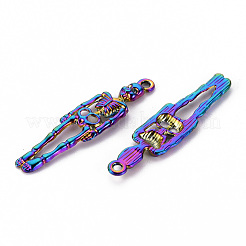 合金ペンダント  カドミウムフリー＆ニッケルフリー＆鉛フリー  スケルトン  虹色  39x9x2mm  穴：1.6mm&nbsp;PALLOY-S180-100-NR