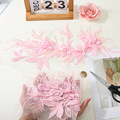 コンピュータ刺繍ポリエステル装飾アクセサリー  マスクと衣装のアクセサリー  アップリケ  花  ピンク  530x220x6mm&nbsp;DIY-WH20063-032C
