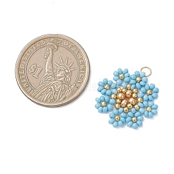 Glass Seed Beaded Flower Pendants&nbsp;PALLOY-MZ01181-04