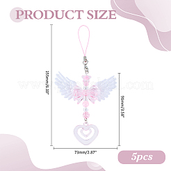 5Pcs Plastic Angel Wing Bowknot Pendant Decorations&nbsp;AJEW-ME0002-80