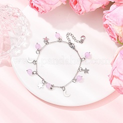3Pcs Stainless Steel and Natural & Dyed Malaysia Jade Charm Bracelets&nbsp;BJEW-JB12418