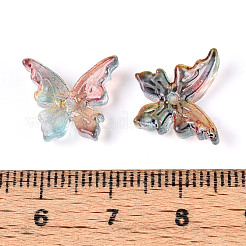 ペイントガラスビーズを焼く  蝶  金粉付き  ツートン  ミックスカラー  12~12.5x14x4.5~5mm  穴：1.2mm&nbsp;X-DGLA-T004-04L