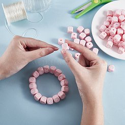 20Pcs Pink Cube Letter Silicone Beads 12x12x12mm Square Dice Alphabet Beads with 2mm Hole Spacer Loose Letter Beads for Bracelet Necklace Jewelry Making&nbsp;JX435R