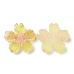 蓄光樹脂カボション  5枚の花/桜  シャンパンイエロー  26x5mm&nbsp;RESI-G030-01C
