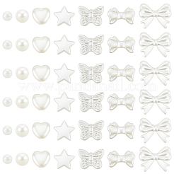 700個 7スタイル ABS模造パールビーズ  混合図形  フローラルホワイト  6~14x6~18x3.5~8mm  穴：1~2mm&nbsp;OACR-PA0001-41
