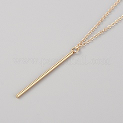 Alloy Stick Bar Pendant Double Layer Necklace for Women&nbsp;NJEW-WH0020-12KCG-A