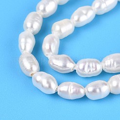 天然養殖淡水パールビーズ連売り  ライス  乳白色  3~4.5x2.5~3mm  穴：0.3~0.4mm  約44~50個/連  6.89~7.28''（17.5~18.5センチメートル）&nbsp;PEAR-T006-07