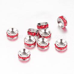 ラインストーンスペーサービーズ  CCBプラスチックパーツを有する  ロンデル  プラチナ  ミックスカラー  10~11x4mm  穴：5mm&nbsp;RB-S043-10mm-P