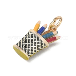 スプレープリント真鍮製ペンダント  ペンホルダーチャーム  ゴールドカラー  カラフル  16.5x10x4mm  穴：3.8mm&nbsp;KK-CBAEB58-07C