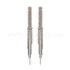 クロス合金ラインストーンチェーンタッセルスタッドピアス  ガンメタ色  125x11mm&nbsp;WGF2F09-02