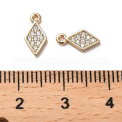 925スターリングシルバーペンダント  キュービックジルコニア付き  菱形チャーム  スタンプ925個付き  18KGP本金メッキ  10x5x1.4mm  穴：0.8mm&nbsp;STER-H110-09G
