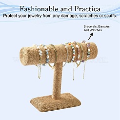 Tバーわらのロープのブレスレット/バングルディスプレイスタンド  バリーウッド  24x18x7.4cm&nbsp;BDIS-N019-03