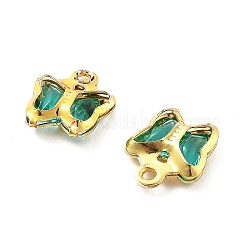 ガラスチャーム  蝶  真鍮パーツ  長持ちメッキ  ゴールドカラー  8.5x7x2mm  穴：1mm&nbsp;KK-R216-19G
