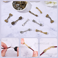 32Pcs 8 Styles Alloy Cord Ends&nbsp;HJEW-SC0003-08