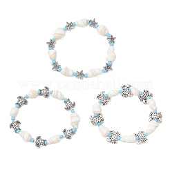 3Pcs Ocean Theme Natural Shell & Alloy Beaded Stretch Bracelets for Men Women&nbsp;BJEW-JB12387
