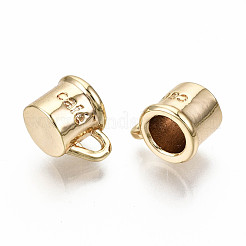 真鍮製チャーム  ニッケルフリー  カフェのカップ  18KGP本金メッキ  6.5x10x7mm  穴：1x2mm&nbsp;KK-S360-030-NF