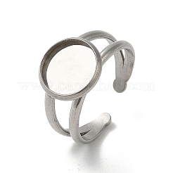 Non-Tarnish 304 Stainless Steel Cuff Ring Settings&nbsp;STAS-E202-02B-P