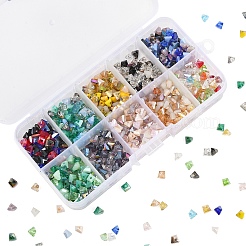 1000個10色電気メッキガラスビーズ  三角形  ミックスカラー  3.5x6x4.5mm  穴：1mm  100個/カラー&nbsp;EGLA-YW0005-05