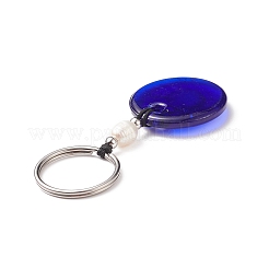 Handmade Lampwork Blue Evil Eye Keychain Key Ring&nbsp;KEYC-JKC00385-02