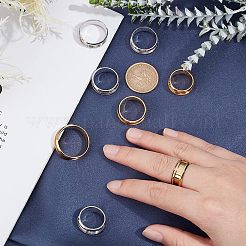 8Pcs 8 Style 201 Stainless Steel Grooved Finger Ring Settings&nbsp;MAK-UN0001-37