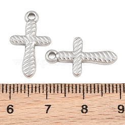 304ステンレスペンダント  質感のある十字架のチャーム  ステンレス鋼色  20x11.5x2mm  穴：1.8mm&nbsp;SA-CBA3ECF-21P