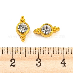 合金クリスタルラインストーンコネクタチャーム  フラットラウンドいリンク  ゴールドカラー  10.5x5.5x4mm  穴：1mm&nbsp;RB-F035-01G