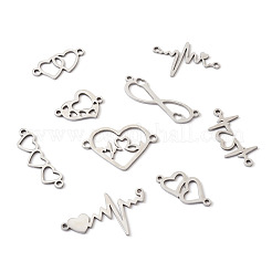 36Pcs 9 Styles 201 Stainless Steel Connector Charms&nbsp;STAS-PJ0001-32