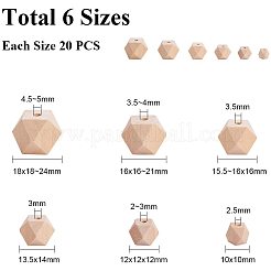 ウッドビーズ  多面カット  ポリゴン  パパイヤホイップ  10~18x10~24mm  穴：2~5mm  120個/セット&nbsp;WOOD-PH0008-27