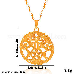 304ステンレススチール製トリプルムーンペンダントネックレス（女性用）  18KGP本金メッキ  17.72インチ（45cm）&nbsp;MU4206-2